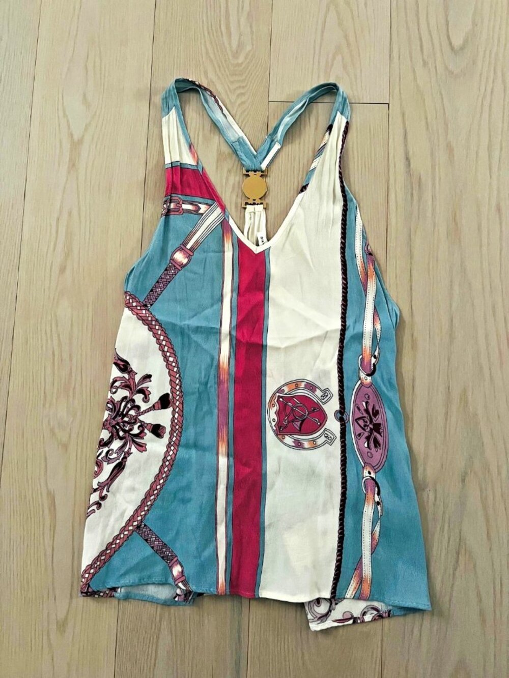 Silvian Heach Scarf Print Racerback Tank Top ( M )